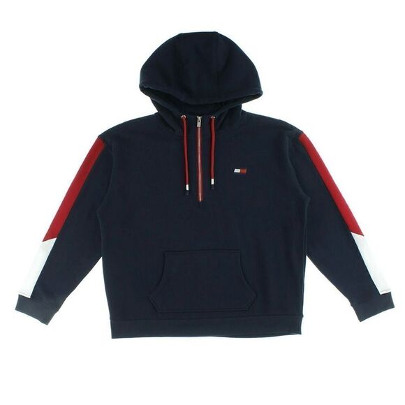 Tommy Hilfiger Tops - Tommy Hilfiger Vented Half-Zip Womens Active Hoodies Size M Black/Red NWOT